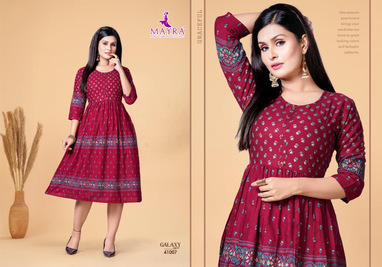 Mayra Galaxy 2 Regular Wear Rayon Printed Designer Kurti Collection
